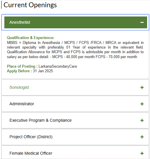 Advertisement for PPHI Sindh Jobs