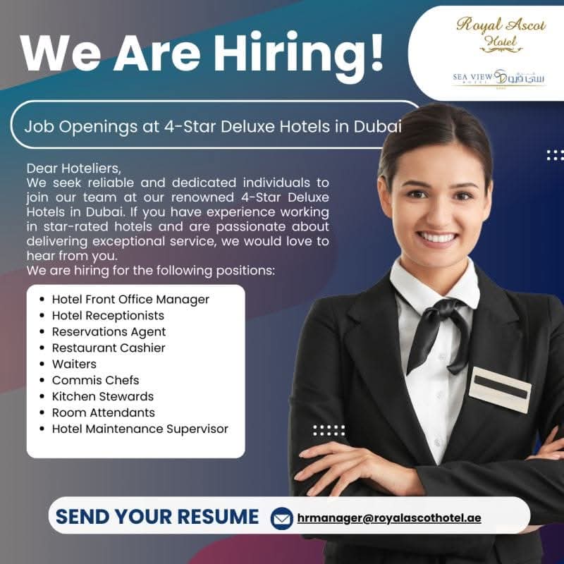 Advertisement Staff for Hotel Jobs